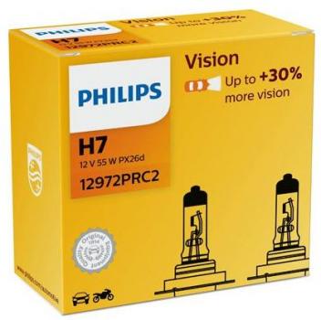 Philips Vision H7 12V Scheinwerferbirne 55W PX26d Vision +30% 2er Set in Farbbox